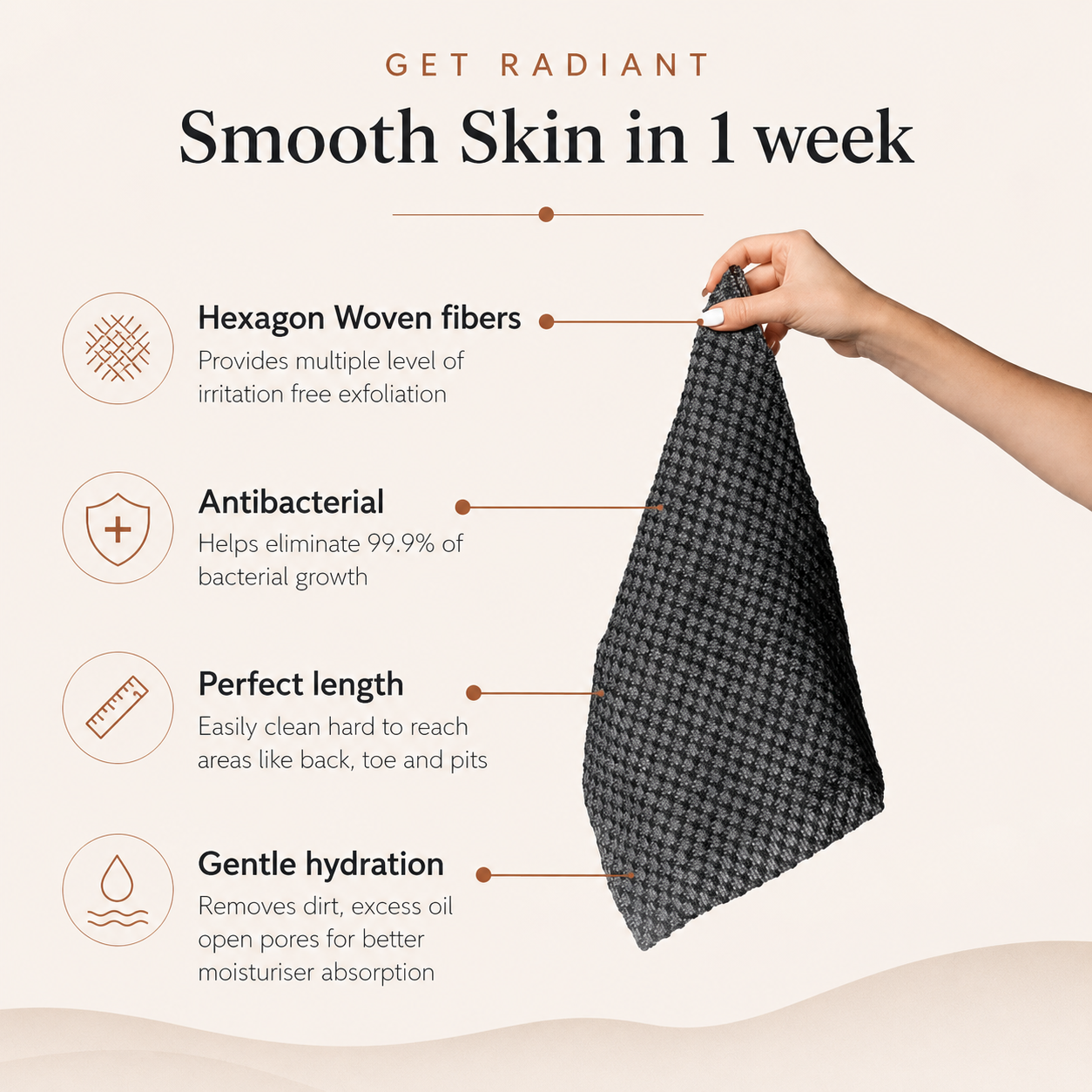 Japanese Exfoliating Antibacterial Shower Towel